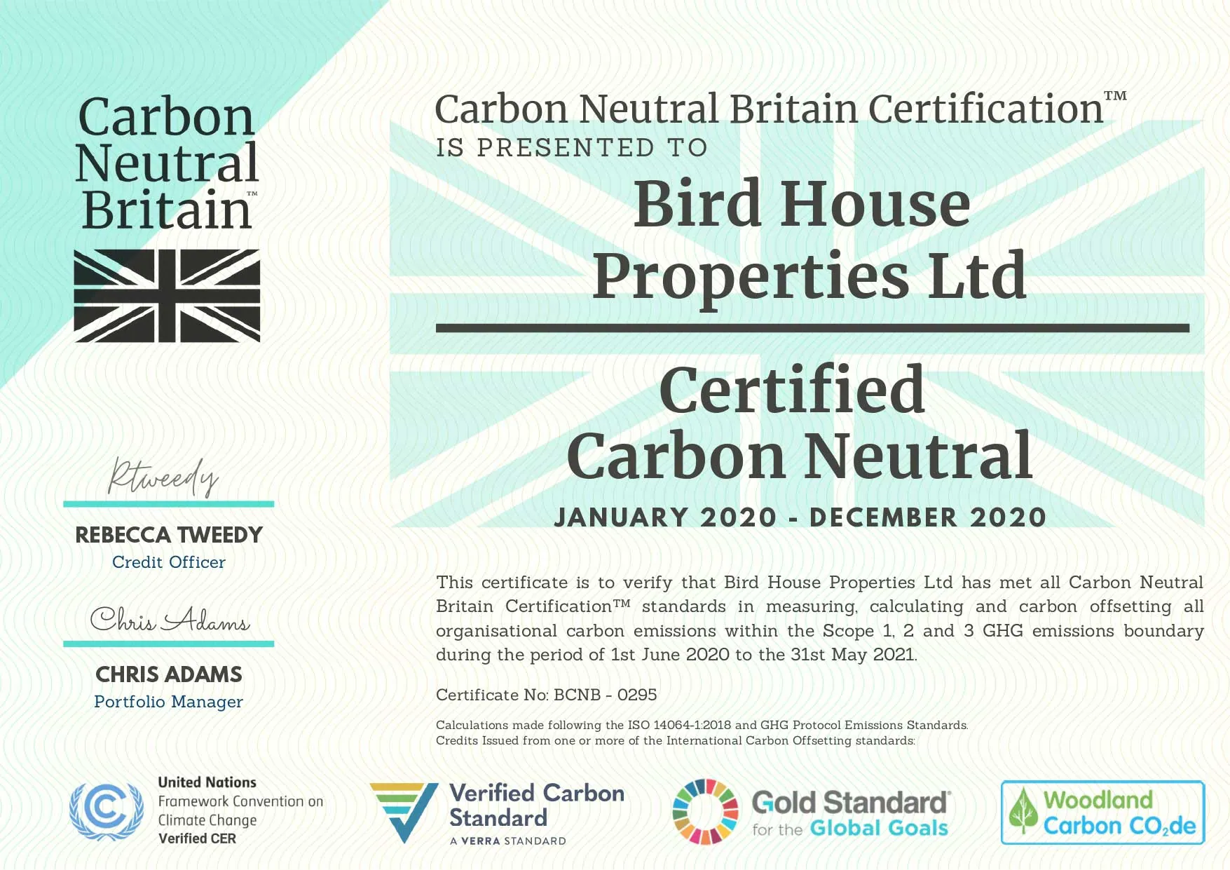Certified Carbon Neutral — January 2020–December 2020